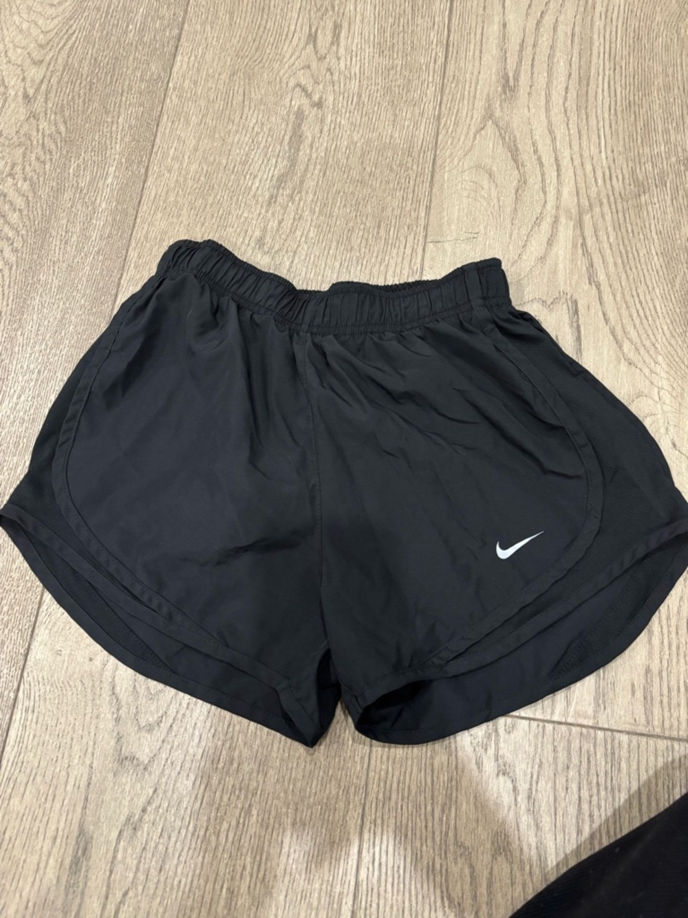 Nike Women’s Black Athletic Running Shorts with White Swoosh